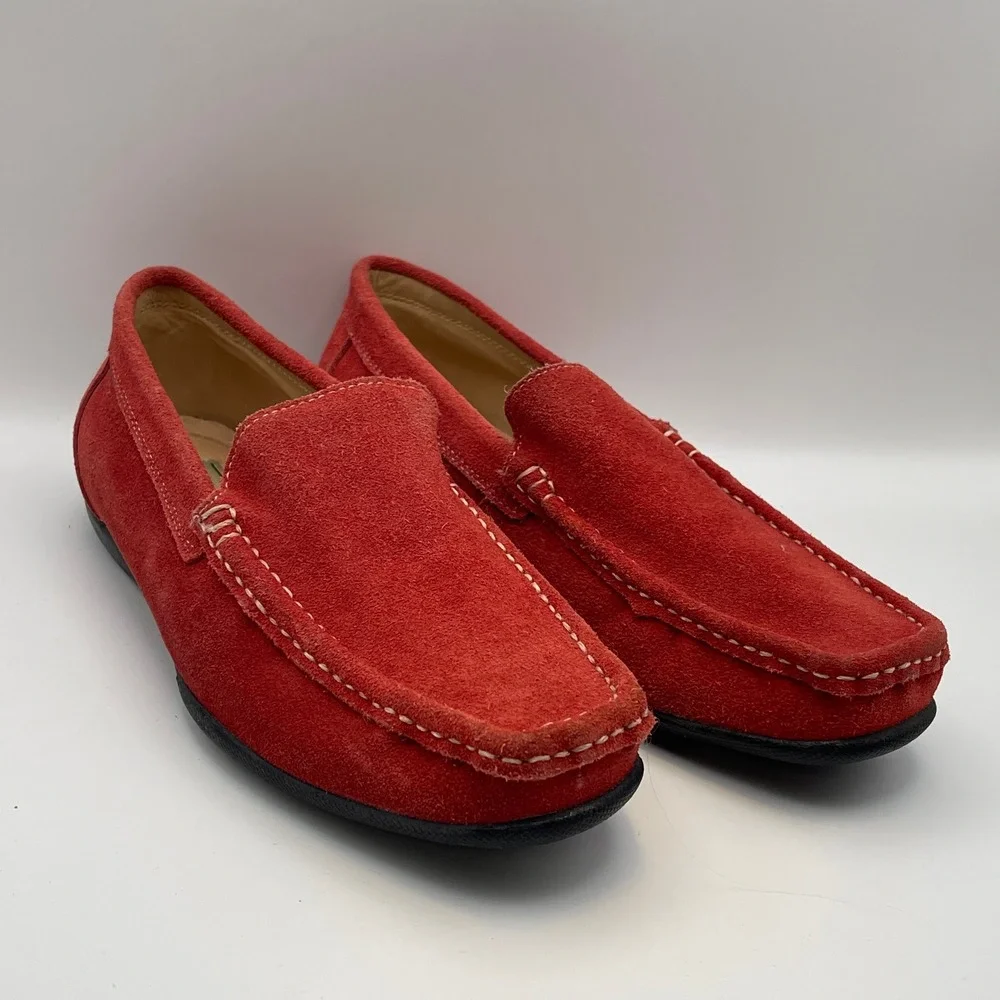 Scandia Woods Red Suede Loafer Driving Moccasin Shoes Men Size 7 Wide EUC